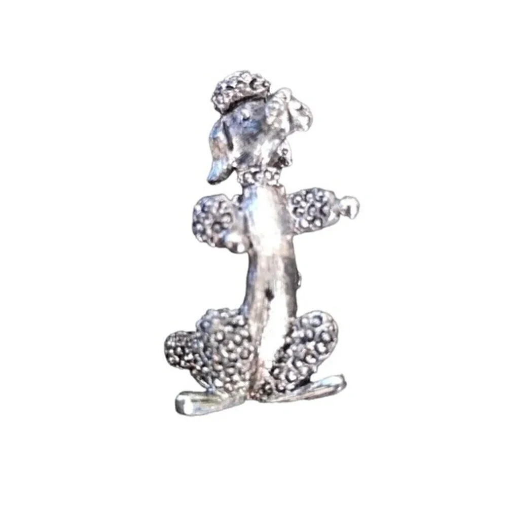 Vintage Signed Gerry's Silver Tone Poodle Dog Brooch Pin